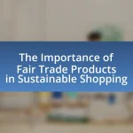 The Importance of Fair Trade Products in Sustainable Shopping